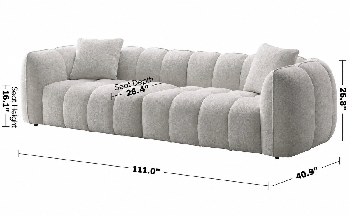 Cream Mixed Weave Fabric 4 Seater Sofa PUDDY Size Chart_2
