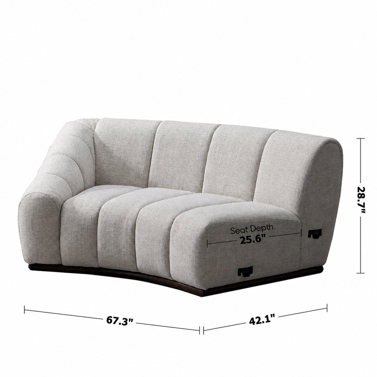 Modern Mixed Weave Fabric Modular Corner 1 Seater Sofa BENTO Size Chart