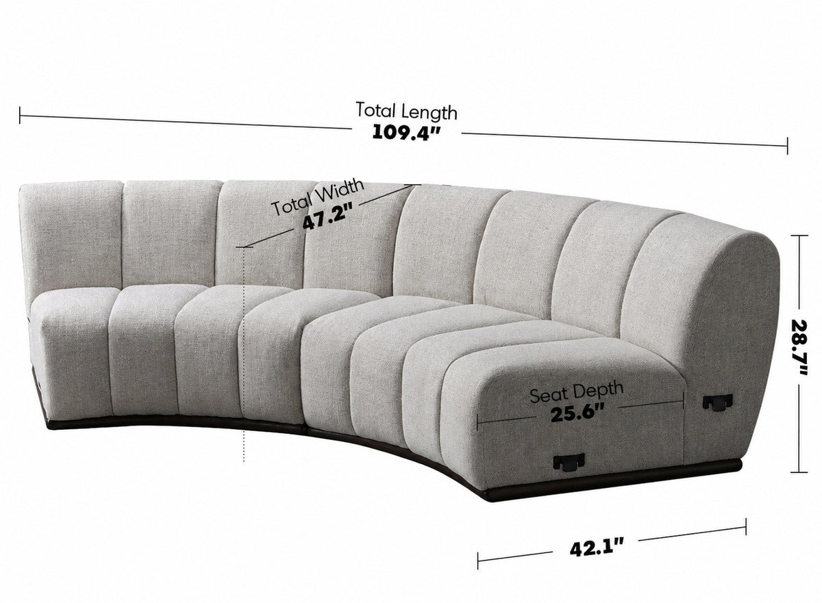 Modern Mixed Weave Fabric Modular Sectional 4 Seater Sofa BENTO Size Chart