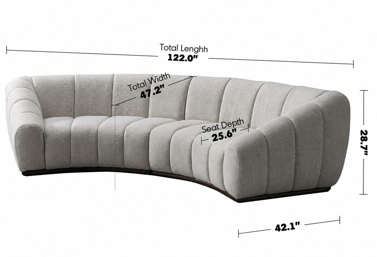 Modern Mixed Weave Fabric Modular Sectional 5 Seater Sofa BENTO Size Chart