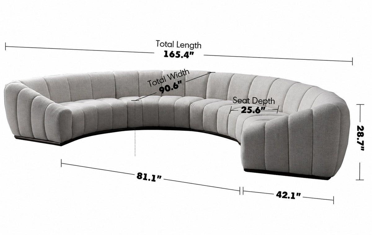 Modern Mixed Weave Fabric Modular Sectional 9 Seater Sofa BENTO Size Chart