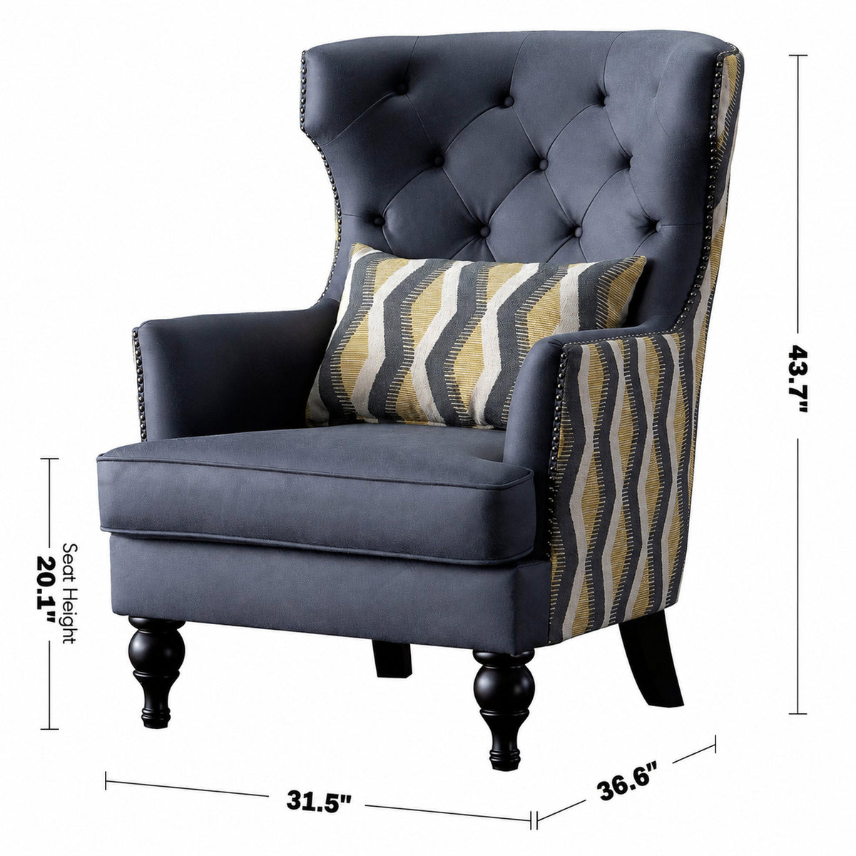 Vintage Microfiber Leather 1 Seater Sofa Chair GRIMM Size Chart