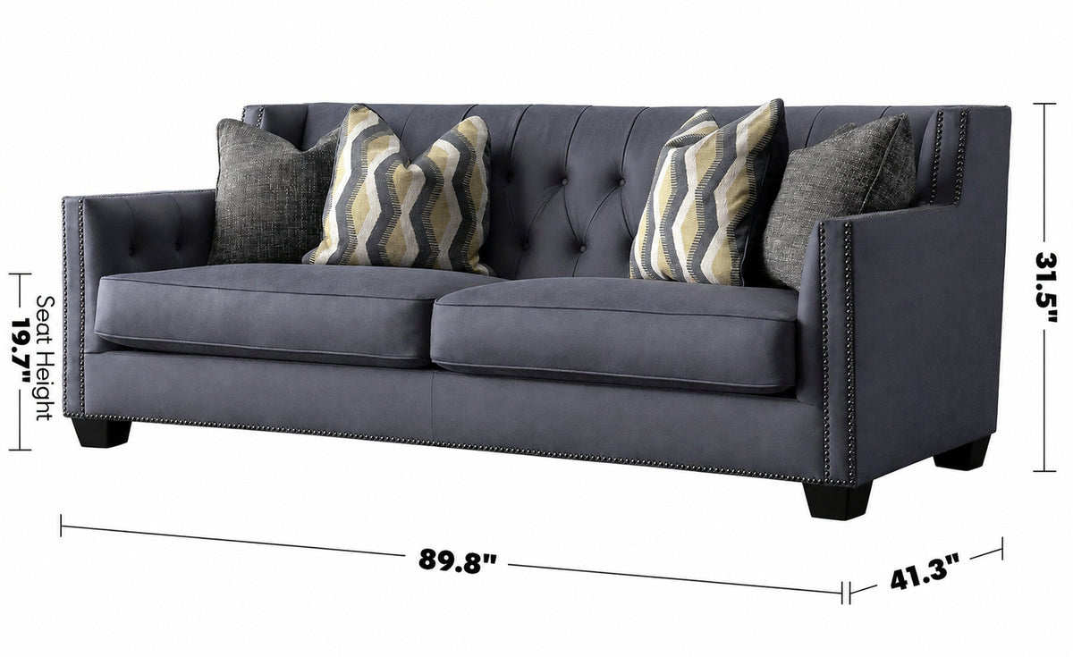 Vintage Microfiber Leather 3 Seater Sofa GRIMM Size Chart