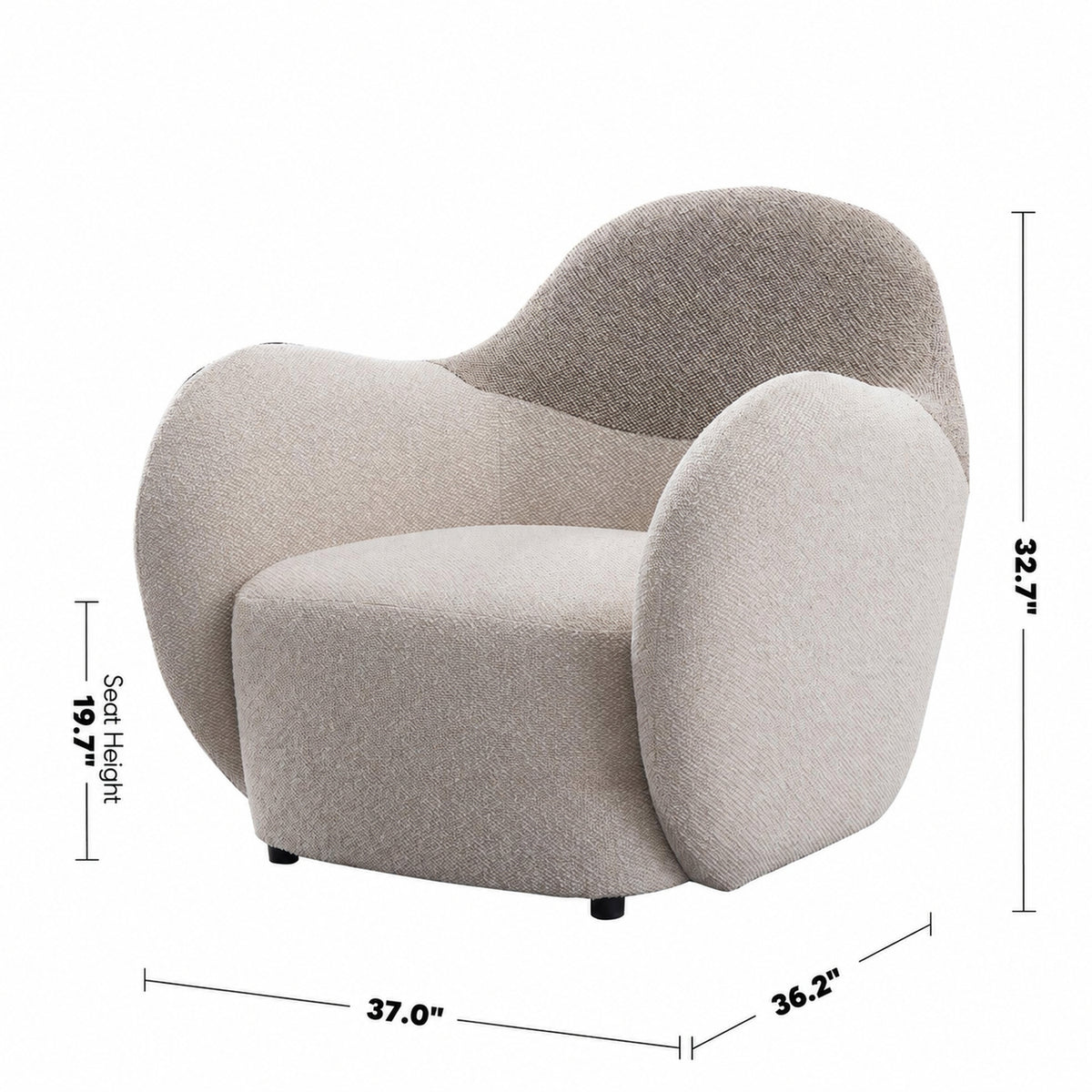 Cream Sherpa Fabric PU Leather 1 Seater Sofa COCOA Size Chart_2