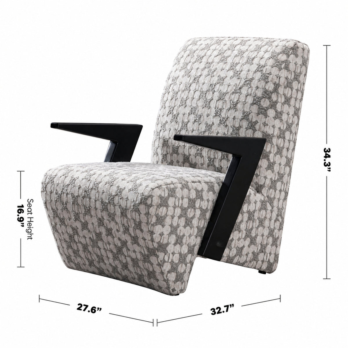 Modern Mixed Weave Fabric 1 Seater Sofa Chair SLANT Size Chart