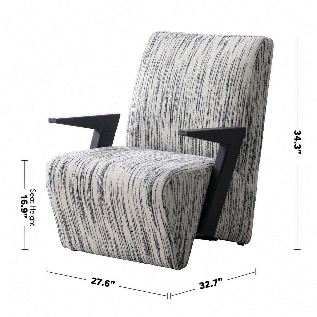 Modern Mixed Weave Fabric 1 Seater Sofa Chair SLANT Size Chart_2