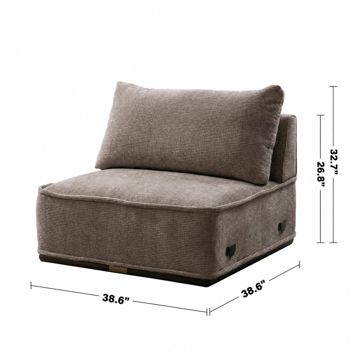 Modern Corduroy Velvet Fabric Modular Armless 1 Seater Sofa CORDY Size Chart