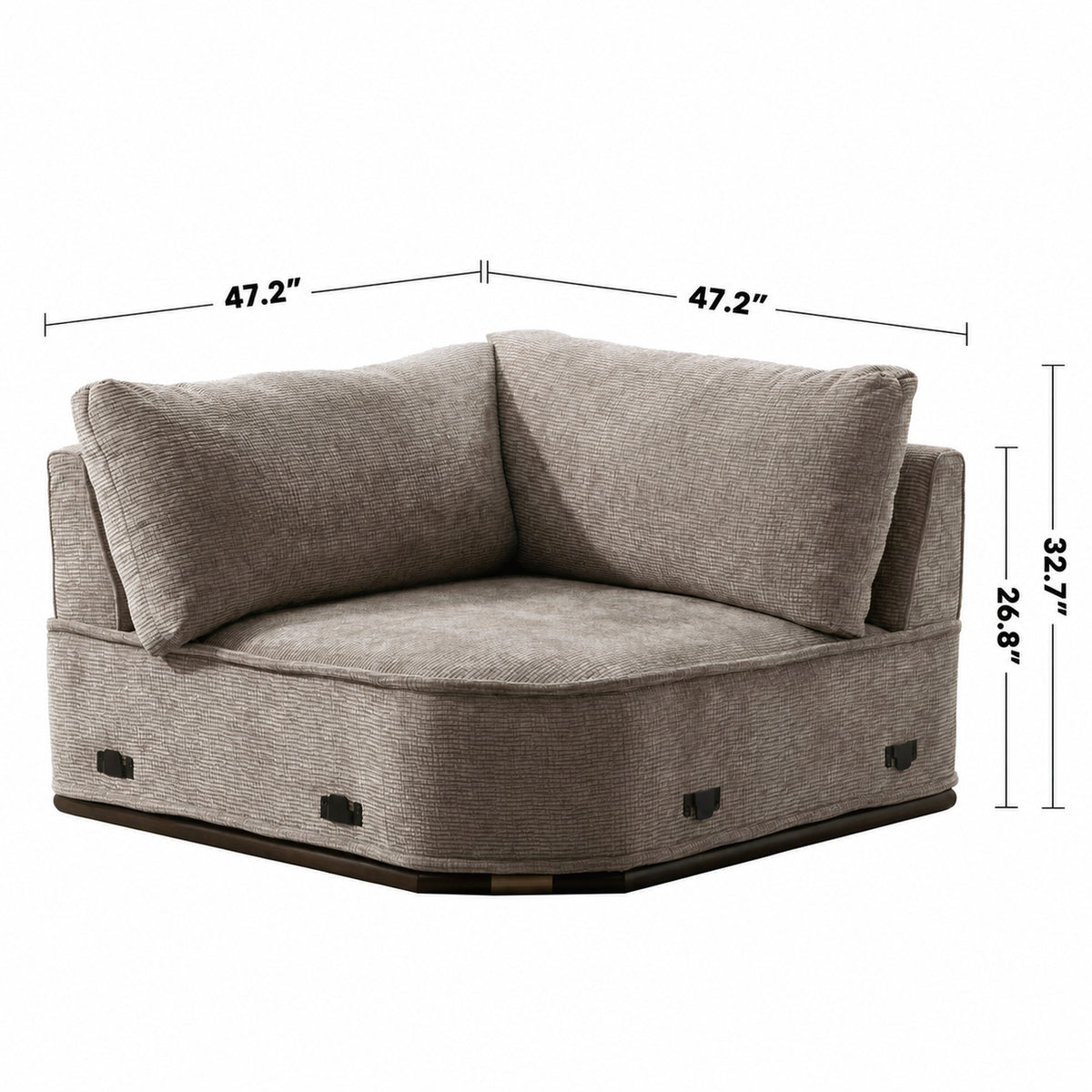 Modern Corduroy Velvet Fabric Modular Joint Connection 1 Seater Sofa CORDY Size Chart