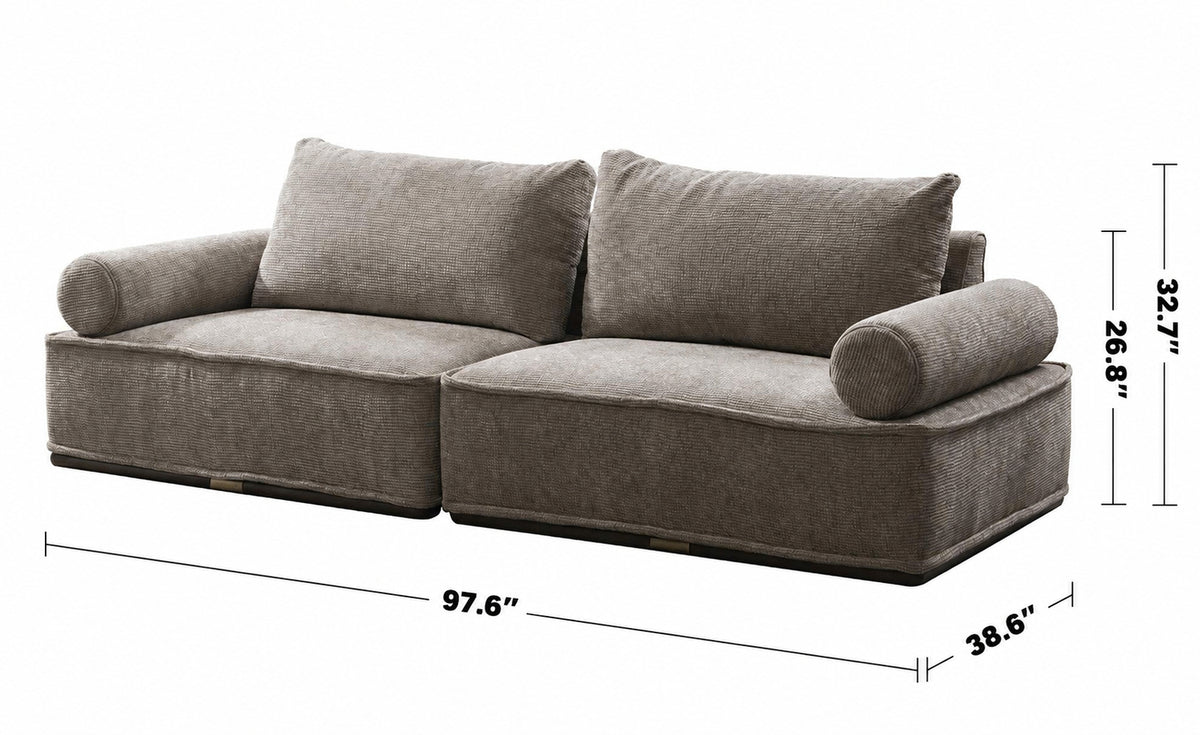 Modern Corduroy Velvet Fabric Sectional 3 Seater Sofa CORDY Size Chart