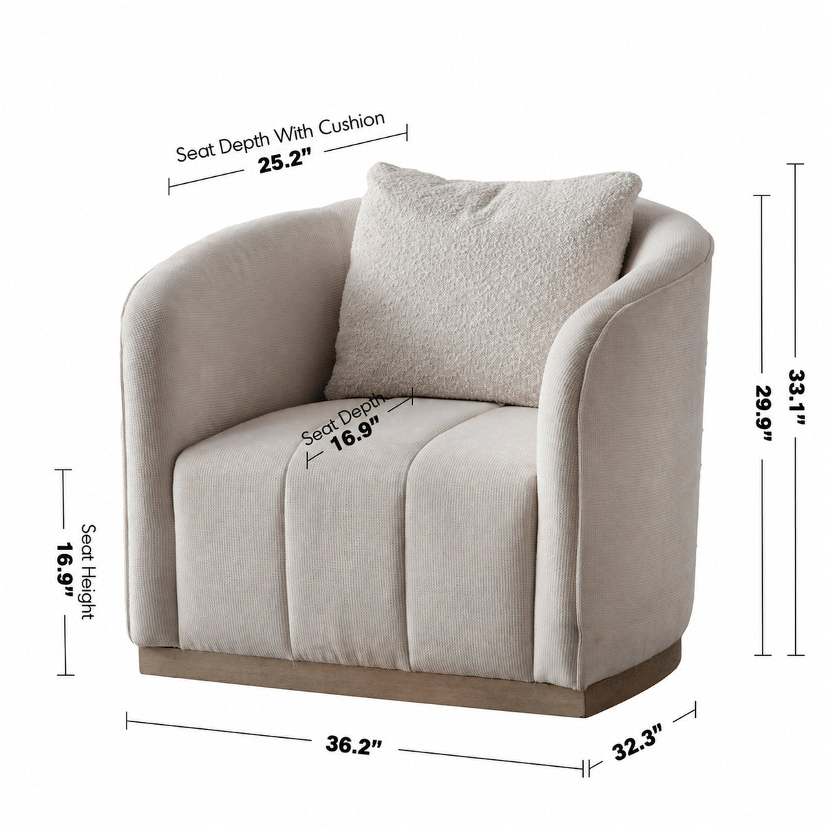Japandi Cotton Fabric 1 Seater Sofa PANNA Size Chart