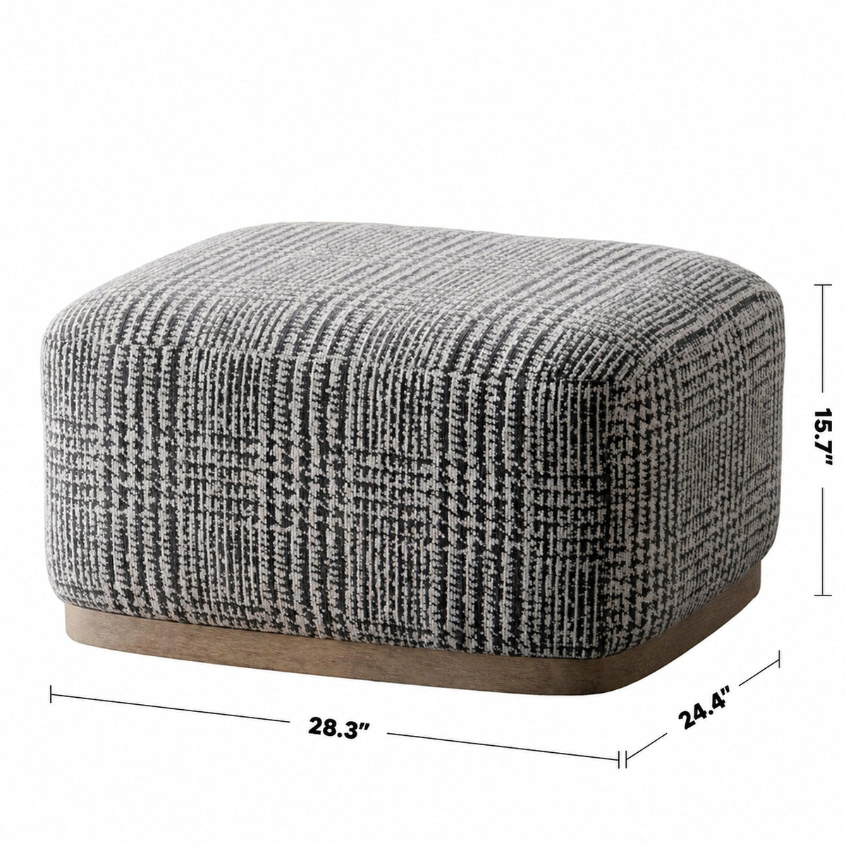 Japandi Mixed Weave Fabric Ottoman PANNA Size Chart