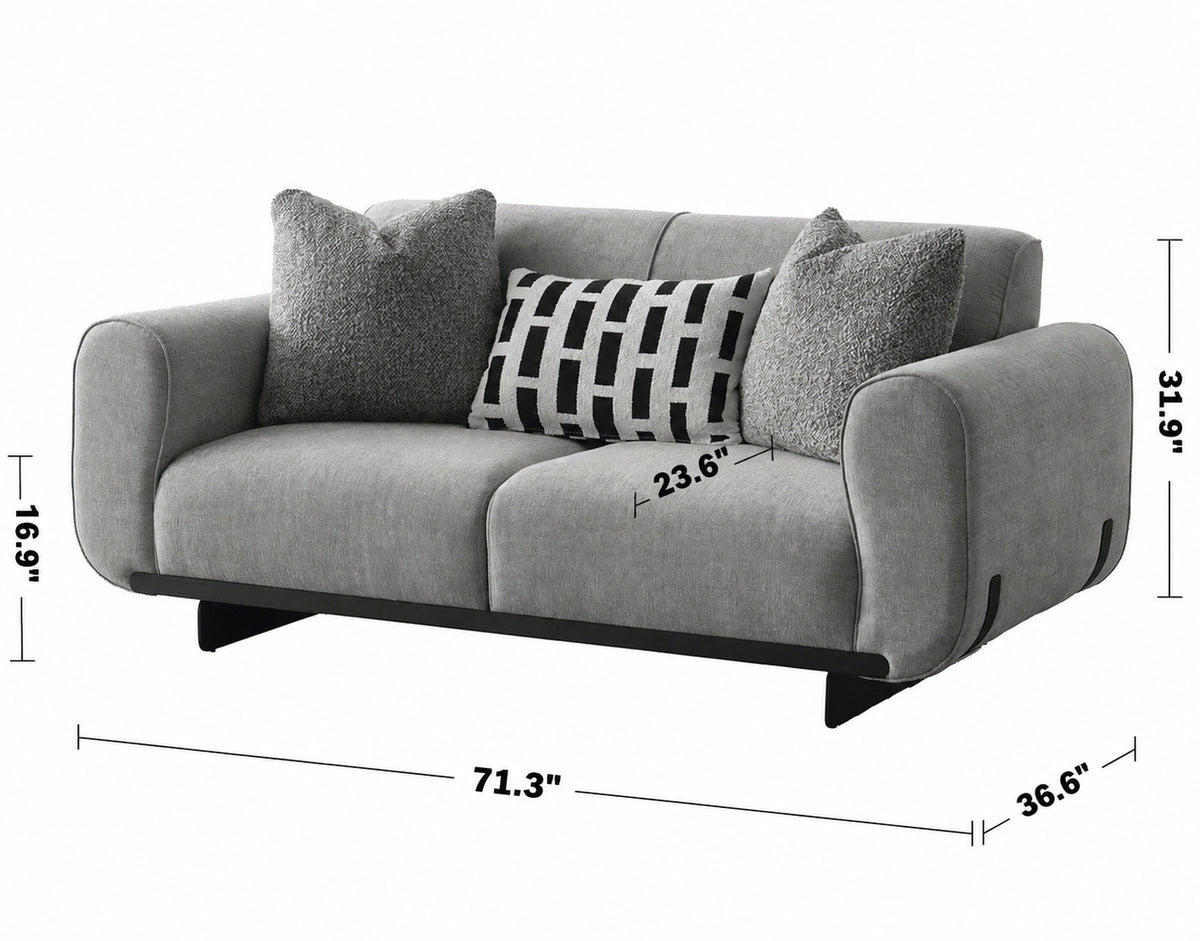 Modern Mixed Weave Fabric 2 Seater Sofa GRIDDY Size Chart