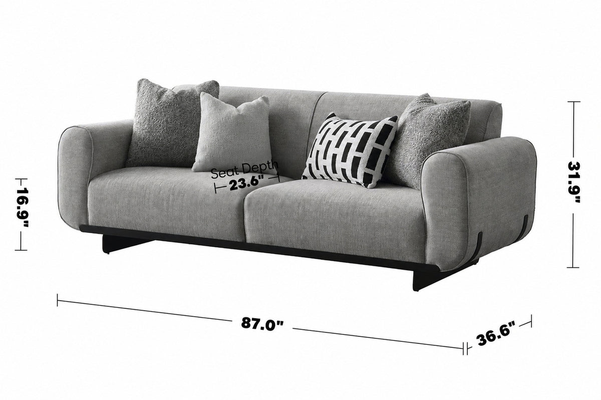 Modern Mixed Weave Fabric 3 Seater Sofa GRIDDY Size Chart