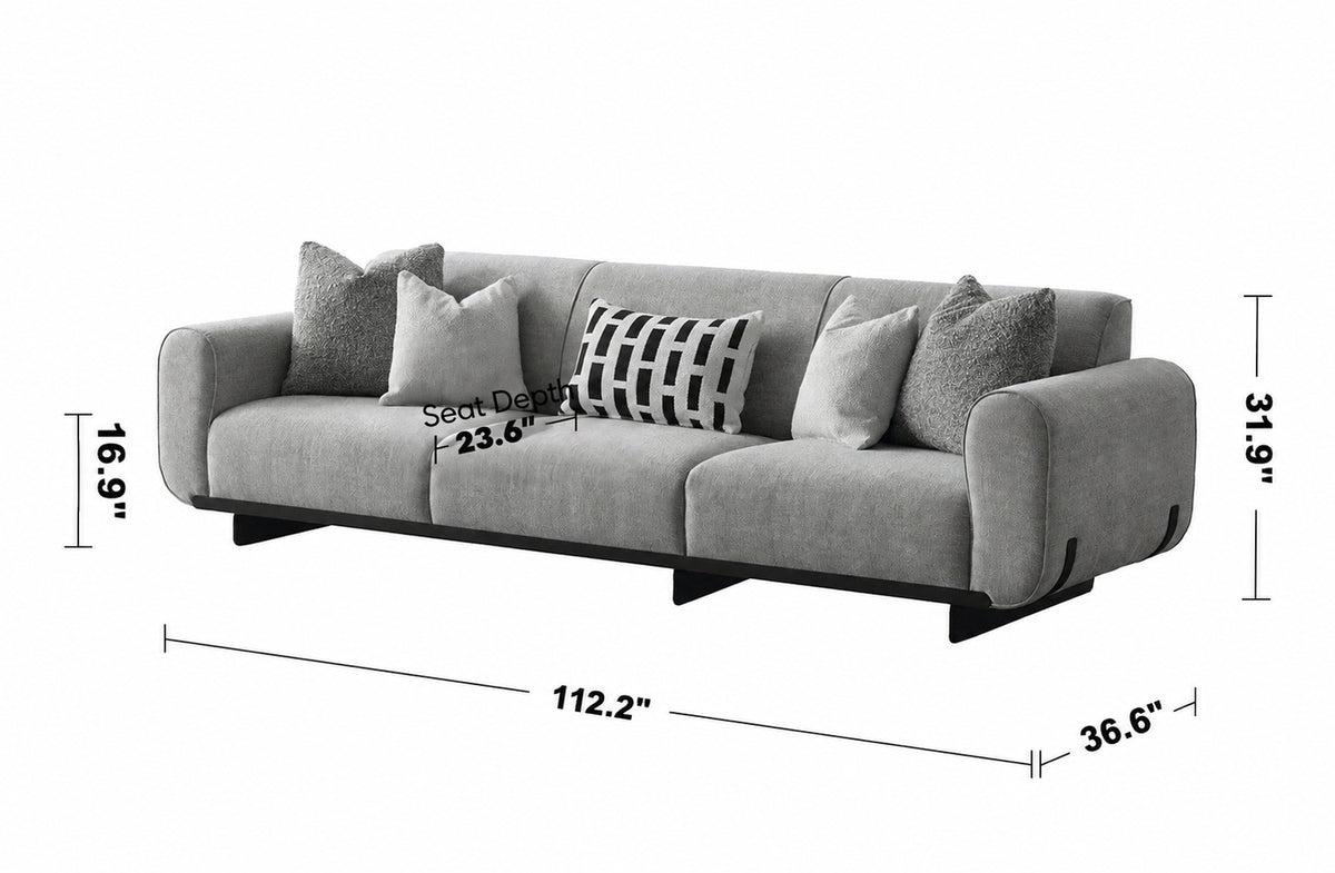 Modern Mixed Weave Fabric Sectional 4 Seater Sofa GRIDDY Size Chart