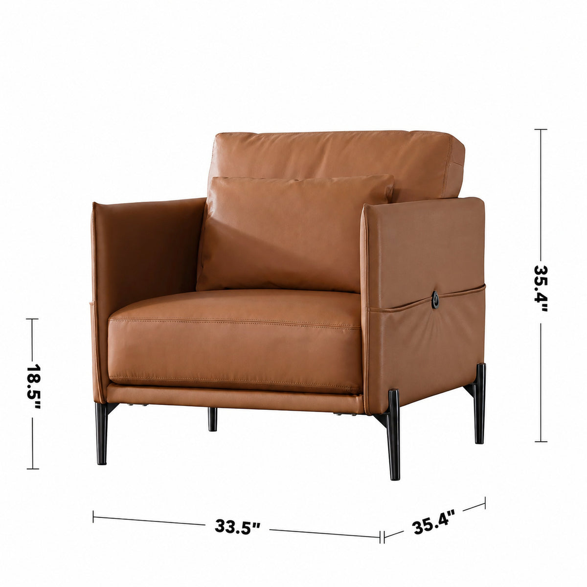 Modern Genuine Leather 1 Seater Sofa DANTE Size Chart