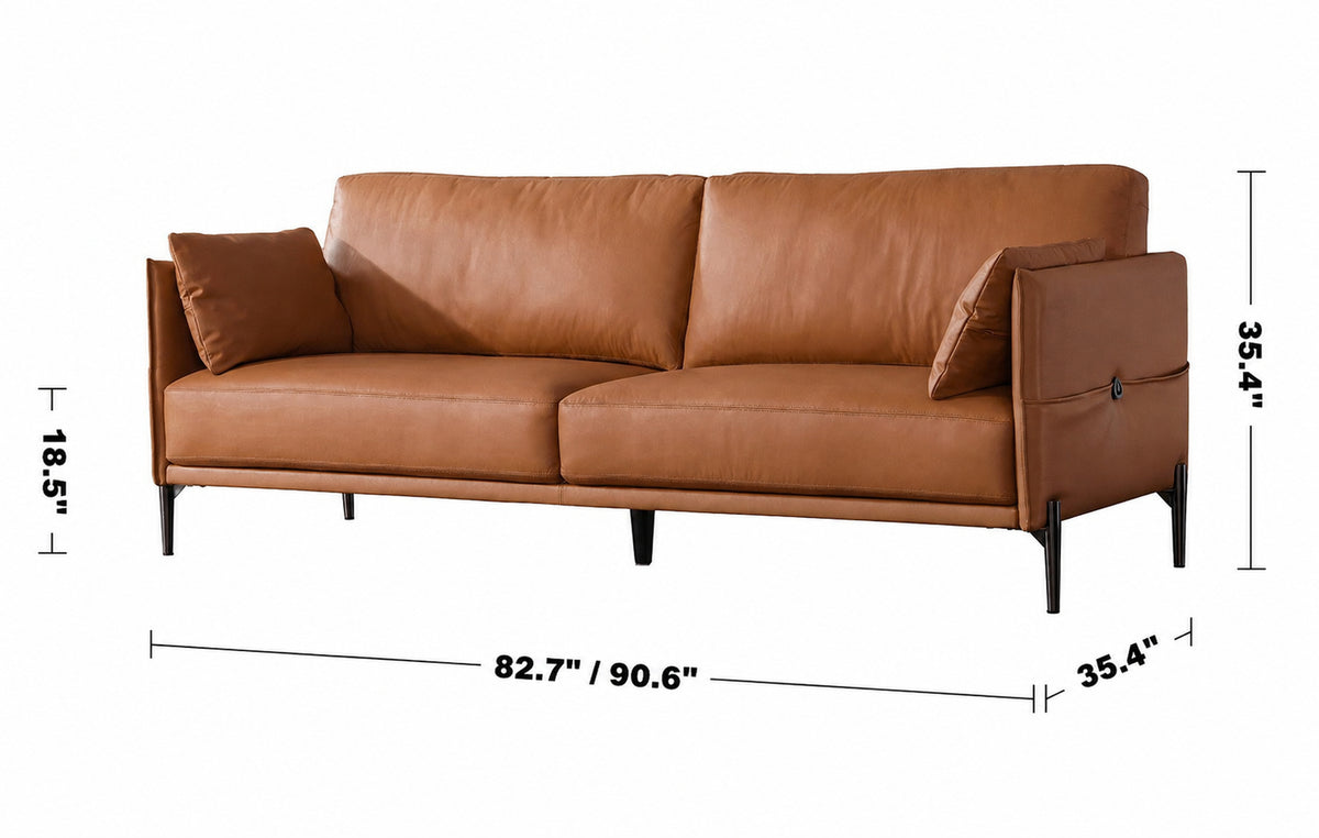 Modern Genuine Leather 3 Seater Sofa DANTE Size Chart
