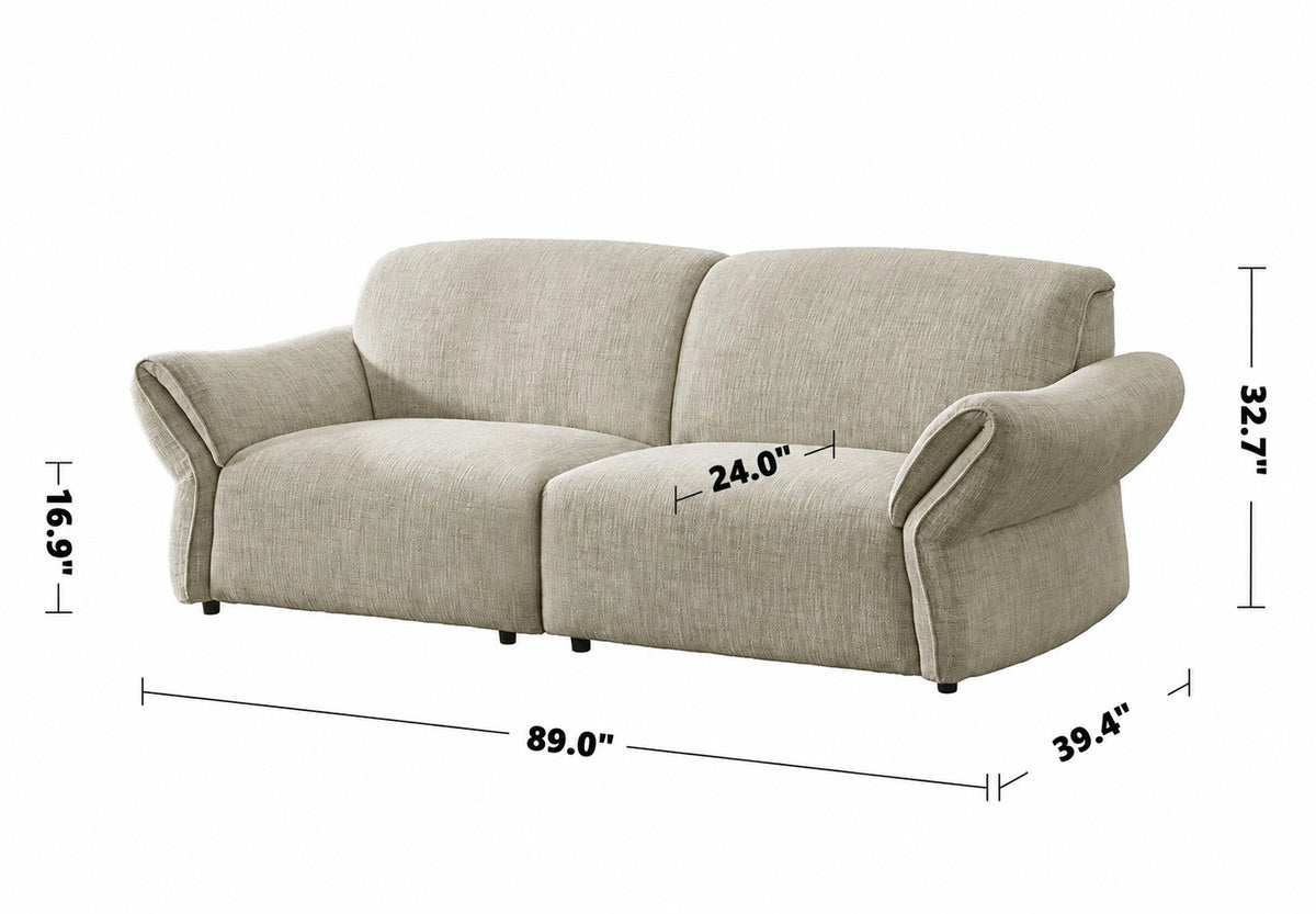 Cream Mixed Weave Fabric Sectional 3 Seater Sofa LUNAR Size Chart