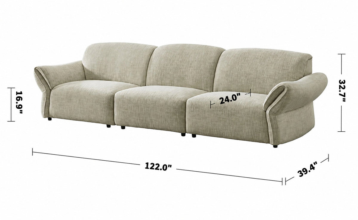 Cream Mixed Weave Fabric Sectional 4 Seater Sofa LUNAR Size Chart