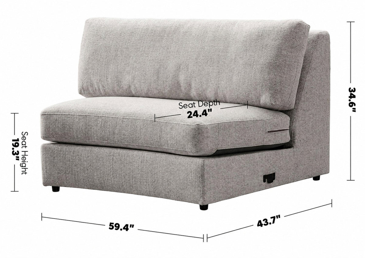 Modern Mixed Weave Fabric Modular Joint Connection 1 Seater Sofa TERRA Size Chart
