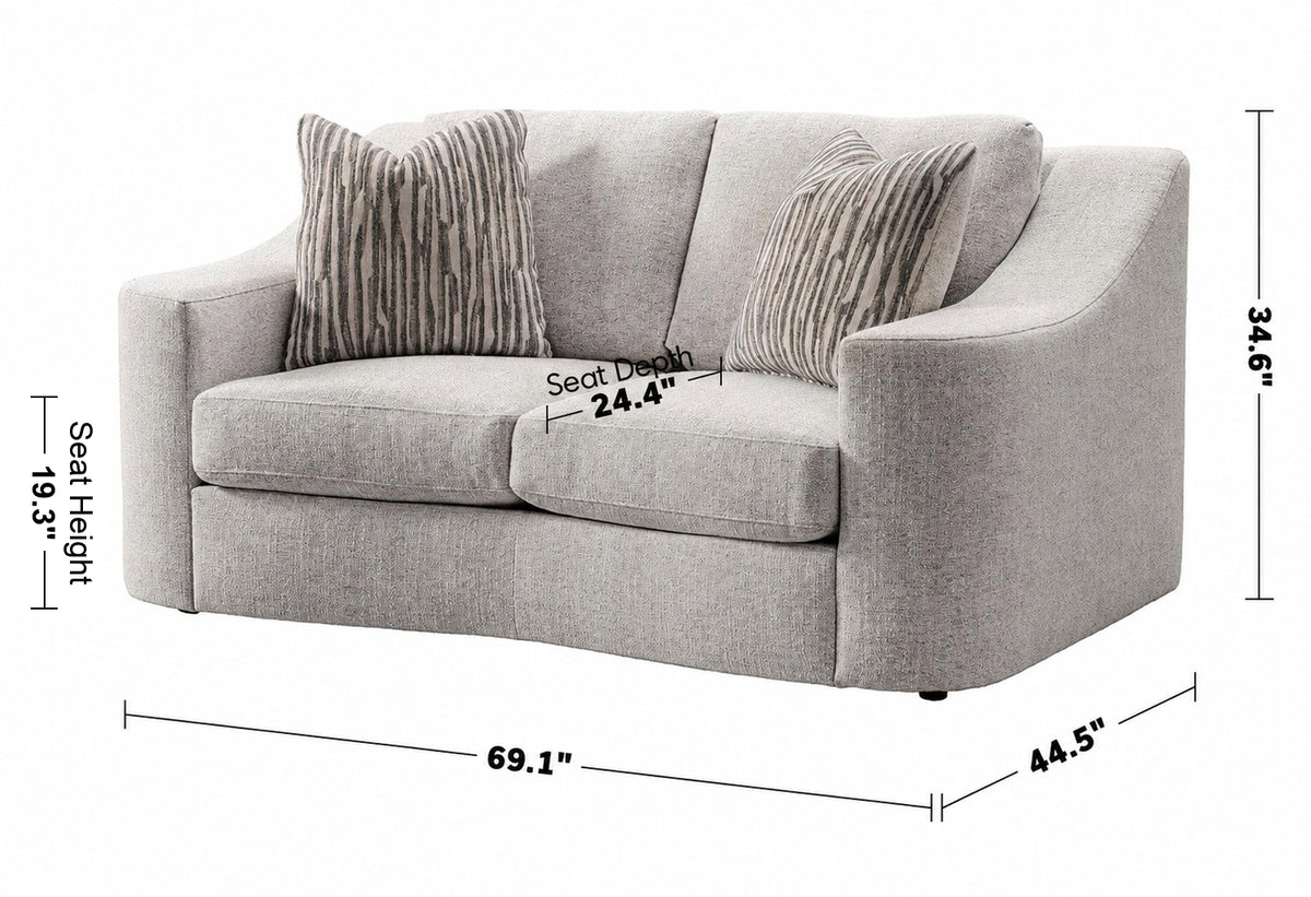 Modern Mixed Weave Fabric 2 Seater Sofa TERRA Size Chart