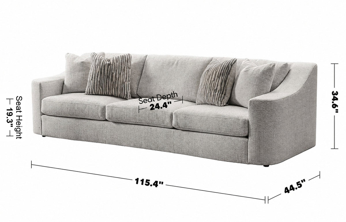 Modern Mixed Weave Fabric 4 Seater Sofa TERRA Size Chart
