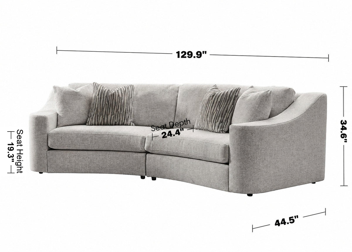 Modern Mixed Weave Fabric Modular Sectional Curve 4 Seater Sofa TERRA Size Chart