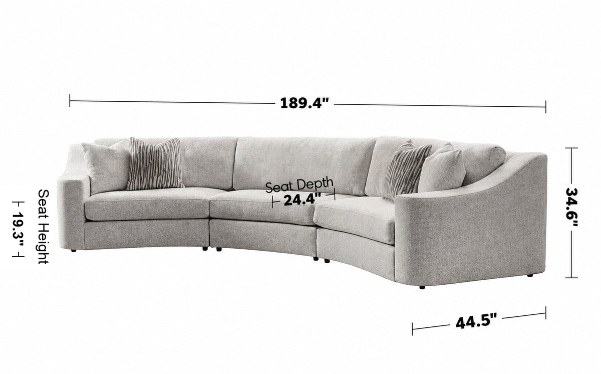 Modern Mixed Weave Fabric Modular Sectional 6 Seater Sofa TERRA Size Chart