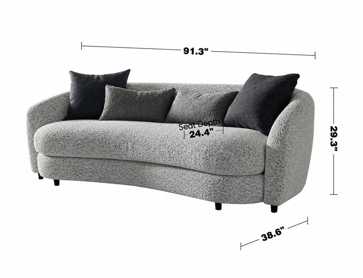 Cream Boucle Fabric 3 Seater Sofa NOVA Size Chart