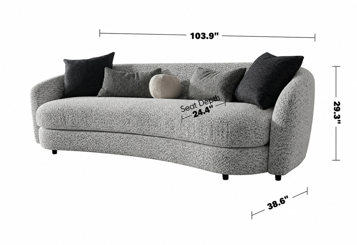 Cream Boucle Fabric 4 Seater Sofa NOVA Size Chart