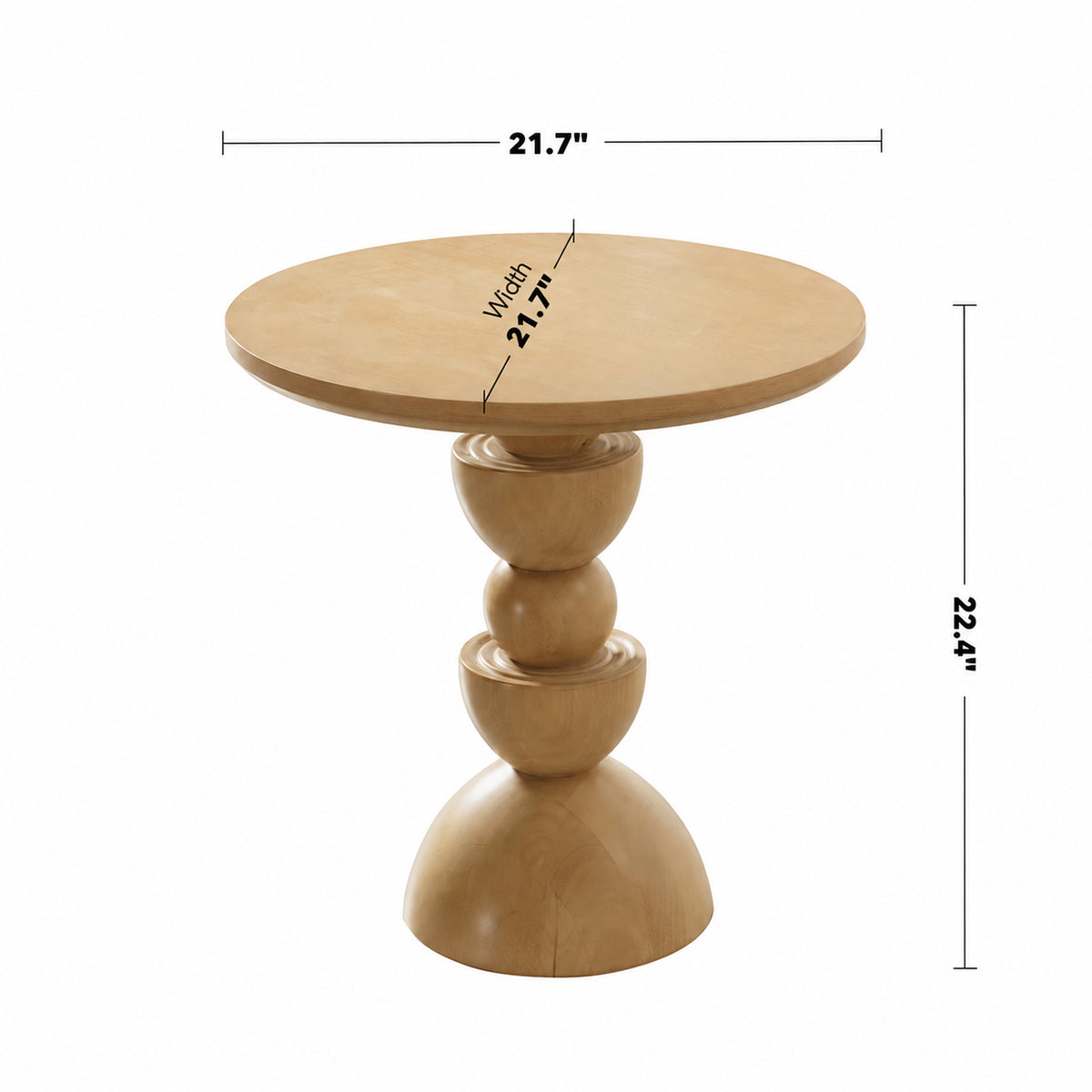 Scandinavian Rubber Wood Side Table TUMBO Size Chart