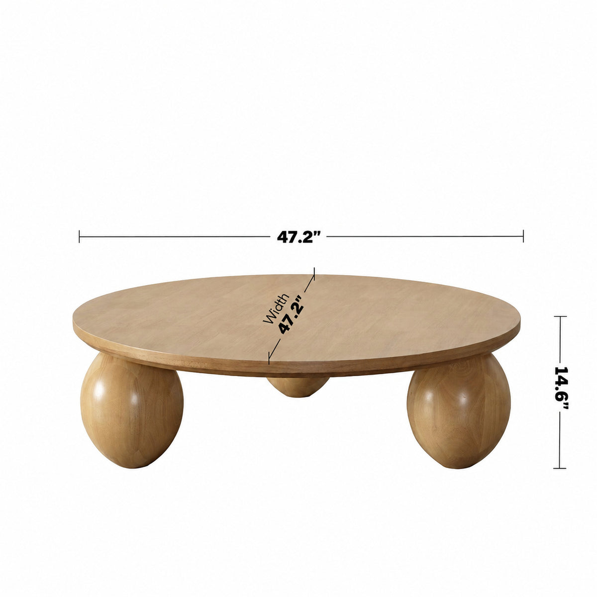 Scandinavian Rubber Wood Coffee Table TUMBO Size Chart