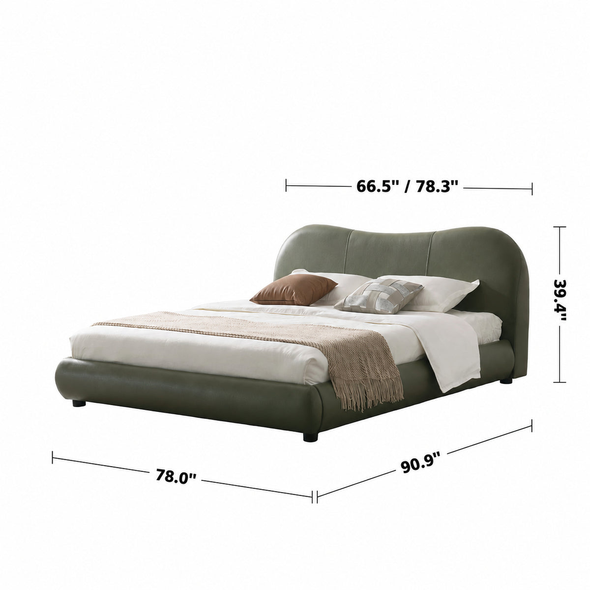 Cream Genuine Leather Bed Frame MOYU Size Chart