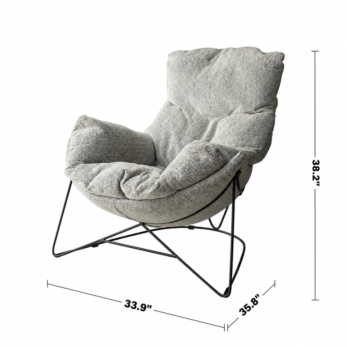 Industrial Mixed Weave Fabric 1 Seater Sofa Chair POMP Size Chart