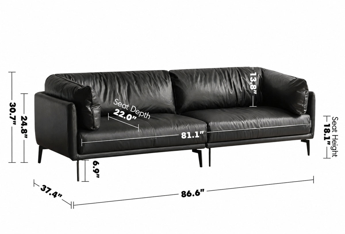 Vintage Genuine Leather 3 Seater Sofa BRAVO Size Chart