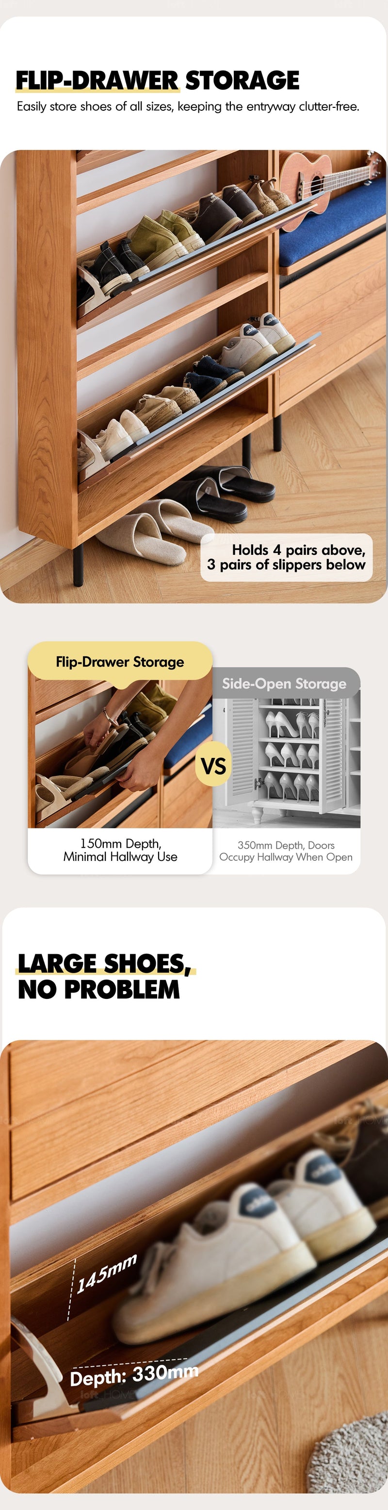 Scandinavian Cherry Wood Shoe Cabinet CORNER More Details and Instruction_5