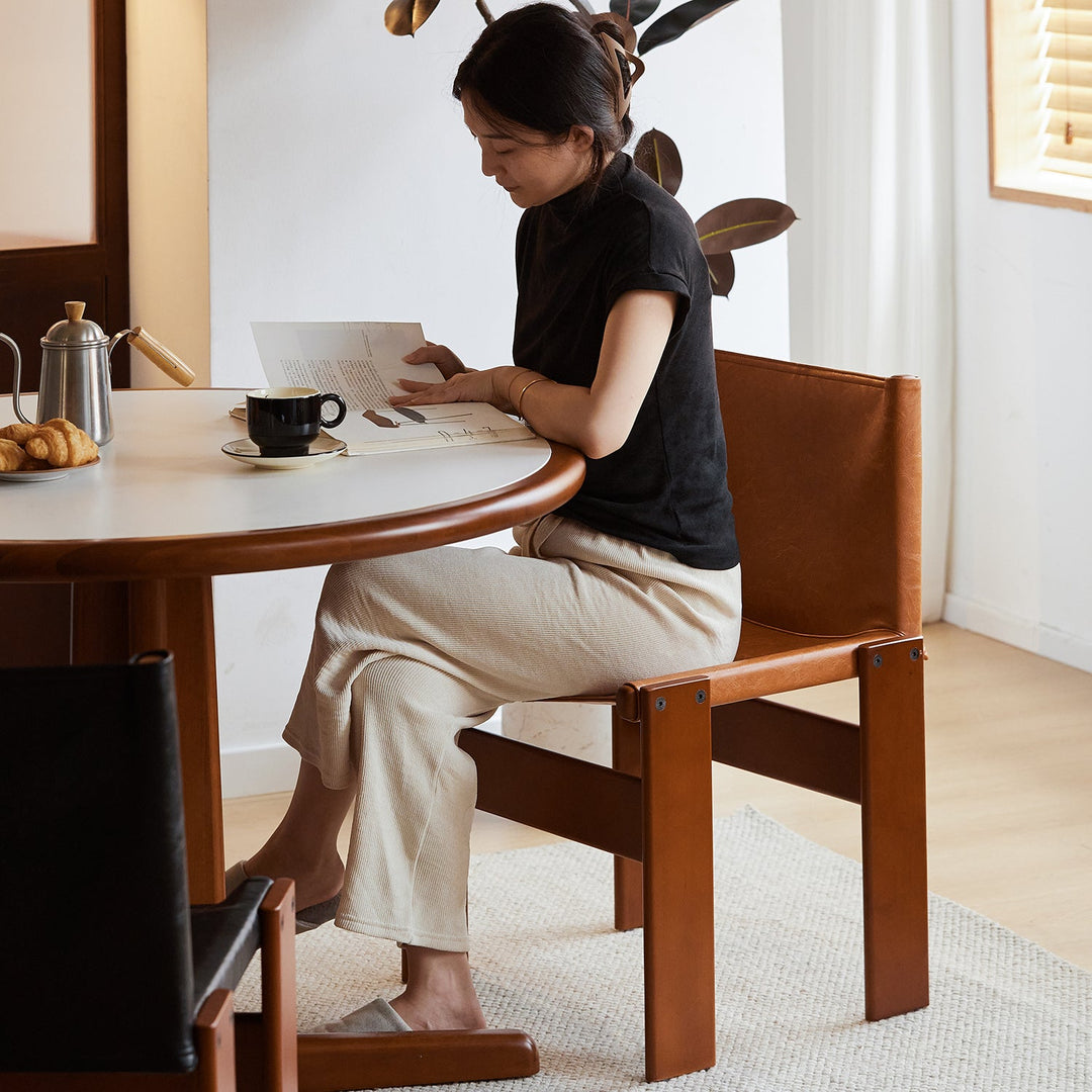 Bauhaus genuine leather dining chair tansu material variants.