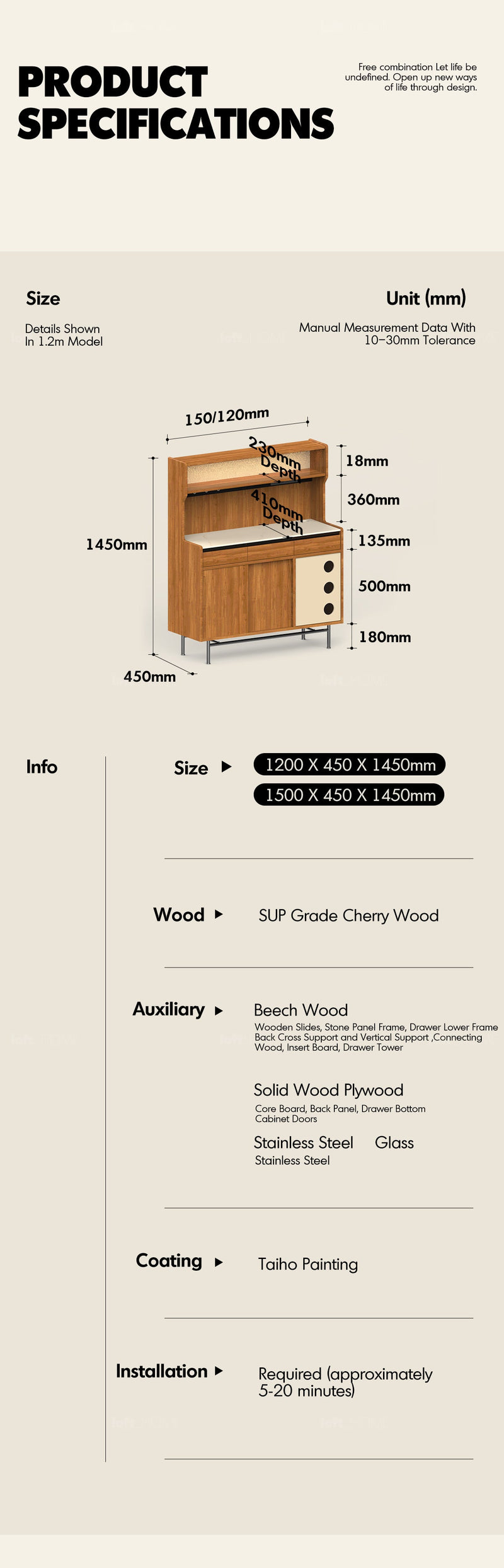 Scandinavian Sintered Stone Storage Side Cabinet TIME More Details and Instruction_10