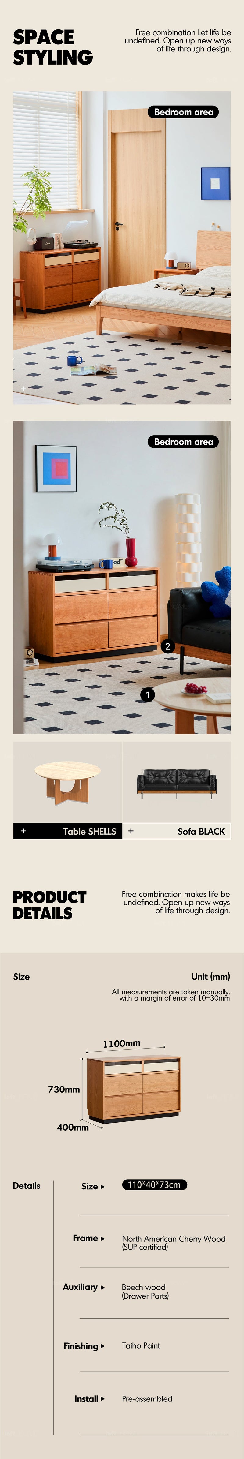 Scandinavian Cherry Wood Chest Of Drawers TIMELESS 6 More Details and Instruction_5