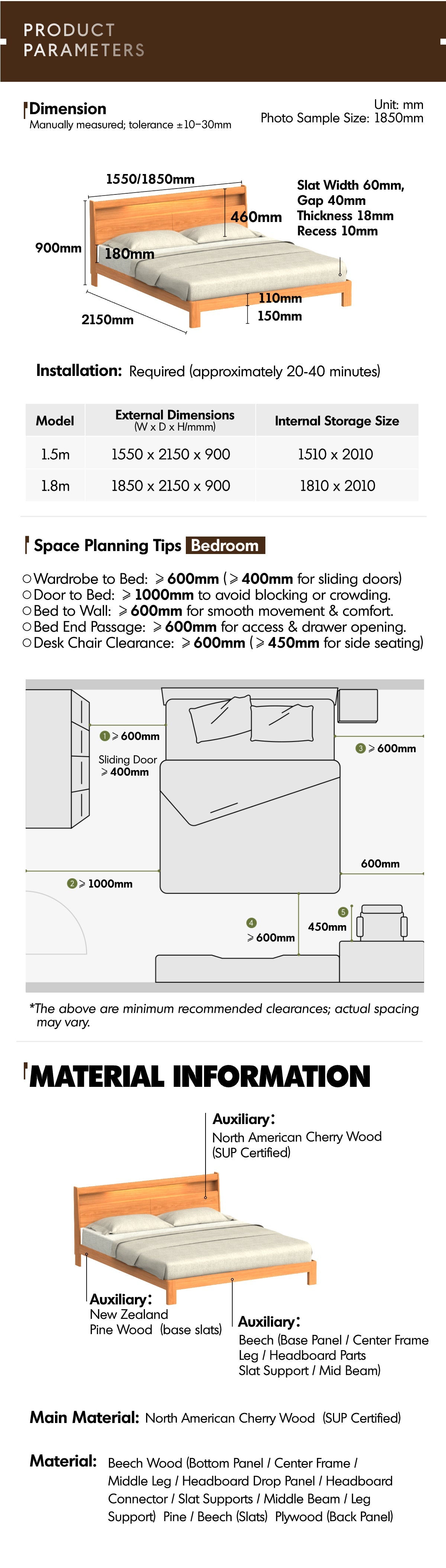 Scandinavian Cherry Wood Bed ACCOMPANY LIGHT More Details and Instruction_11