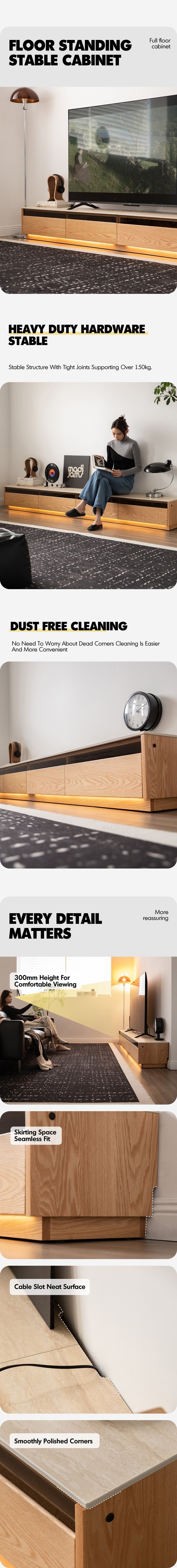 Scandinavian Oak Wood TV Console FLOATING LIGHT More Details and Instruction_7