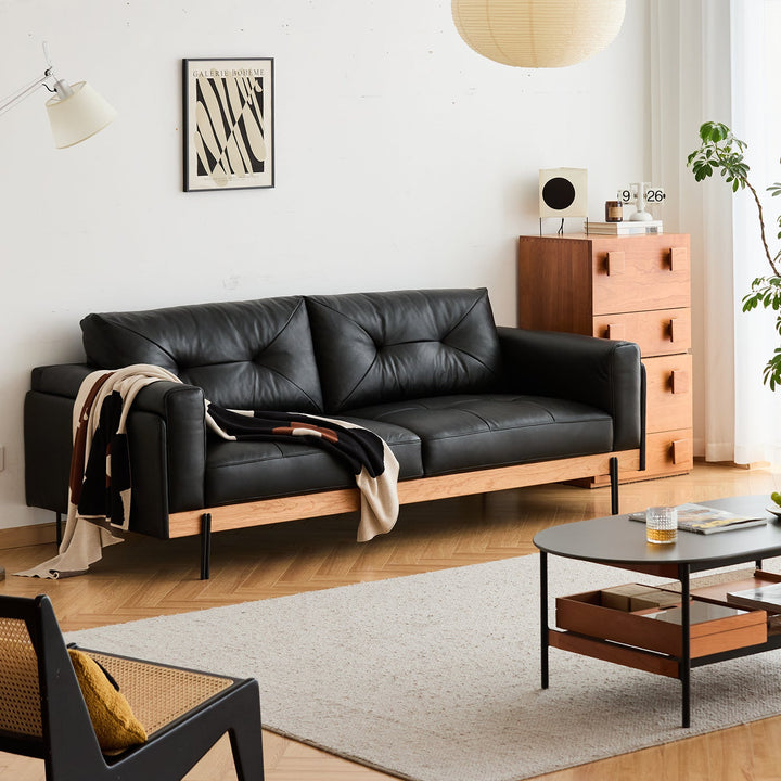 Vintage Microfiber Leather 2 Seater Sofa BLACK