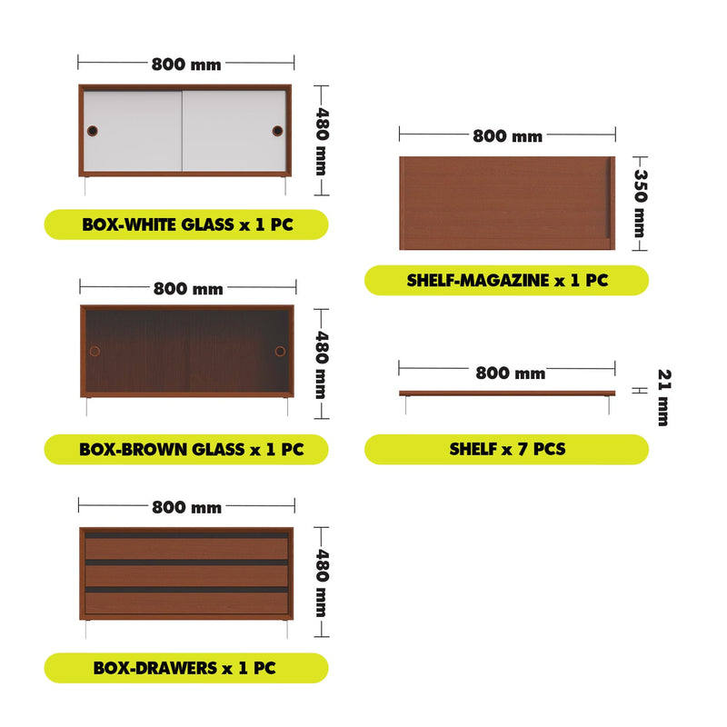 Bauhaus Boxwood Modular Hanging Wall Shelf System MUSE DINING Size Chart_2
