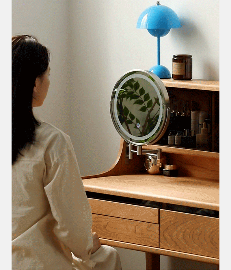 Scandinavian Cherry Wood Dressing Table FLOATING LIGHT More Details and Instruction_5