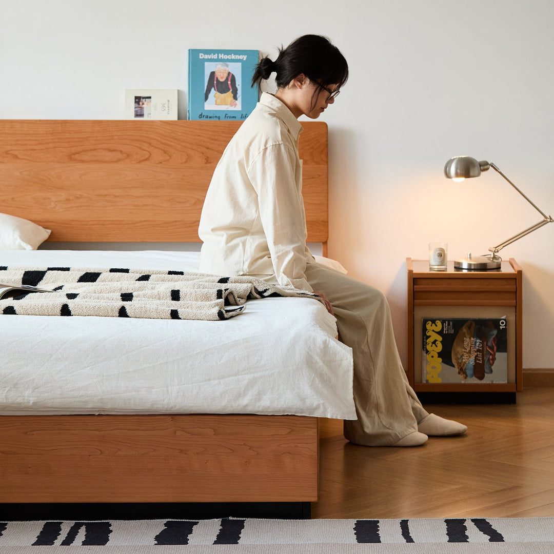 Scandinavian Cherry Wood Storage Bed TOAST