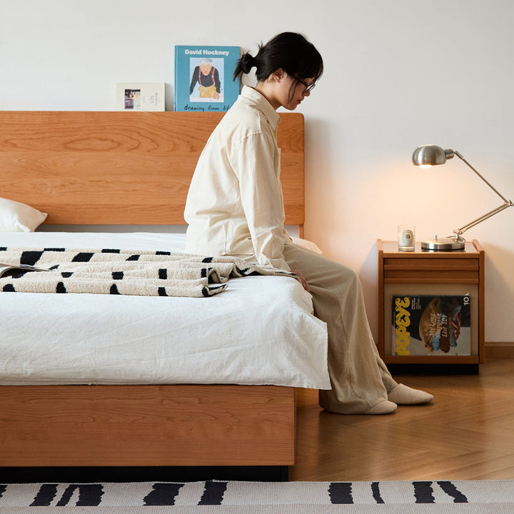 Scandinavian Cherry Wood Storage Bed TOAST
