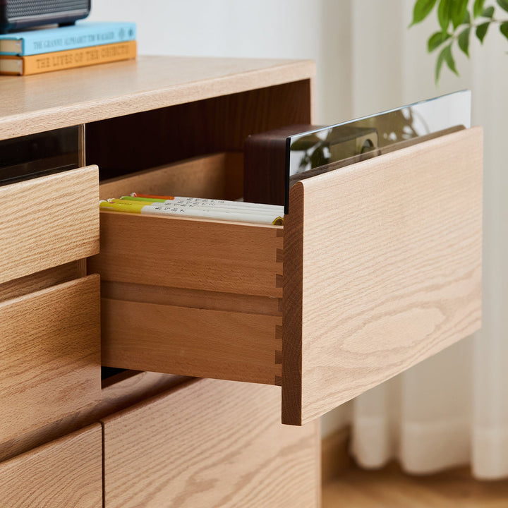 Scandinavian Oak Wood Chest Of 6 Drawers FLOATING LIGHT