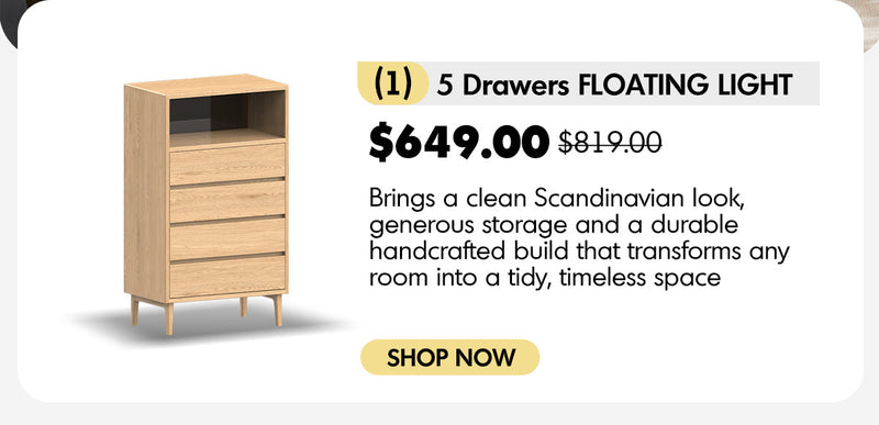 Scandinavian Oak Wood Chest Of 6 Drawers FLOATING LIGHT More Details and Instruction_5
