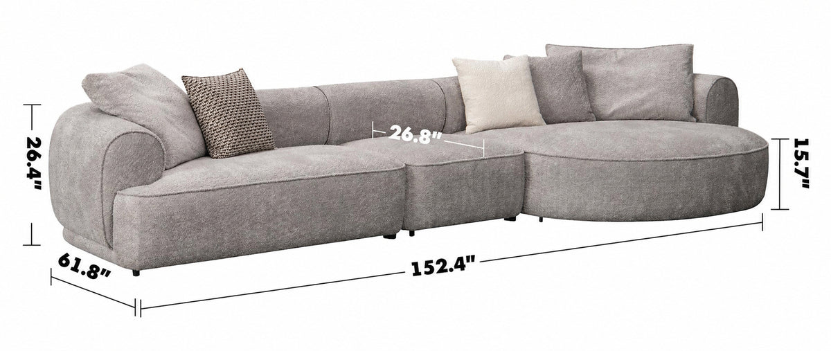 Minimalist Sherpa Fabric L Shape Sectional Sofa LIVING 4+L Size Chart