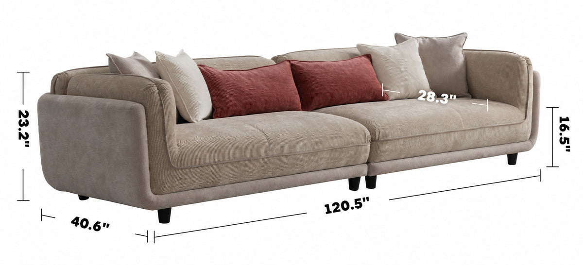 Modern Corduroy Velvet Fabric 4 Seater Sofa FLUFF Size Chart