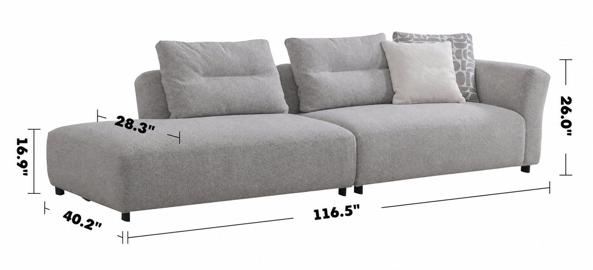 Minimalist Mixed Weave Fabric 4 Seater Sofa SANCTUARY Size Chart